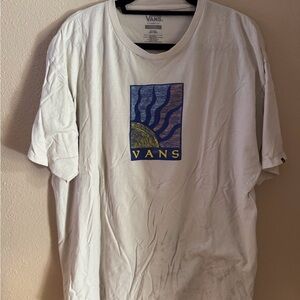 Vans White Tee with Blue and Yellow Graphic